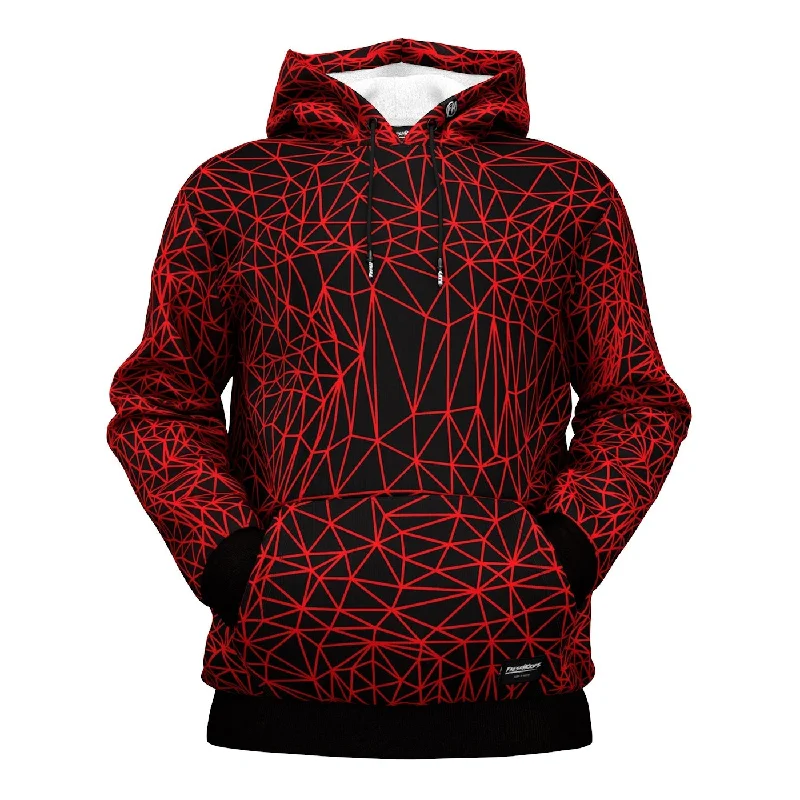 Women's quarter - zip sweatshirt made of organic cotton for eco - conscious fashionAbstract Red Polygons Hoodie Women's quarter - zip sweatshirt made of organic cotton for eco - conscious fashionAbstract Red Polygons Hoodie