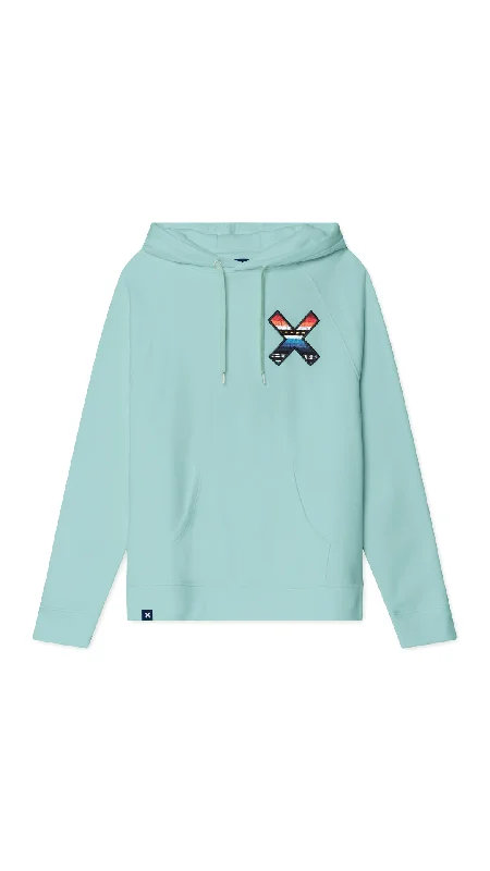 Women's cropped sweatshirt with a slogan graphic for a fun and expressive lookHOODIE CLASSIC ACQUA