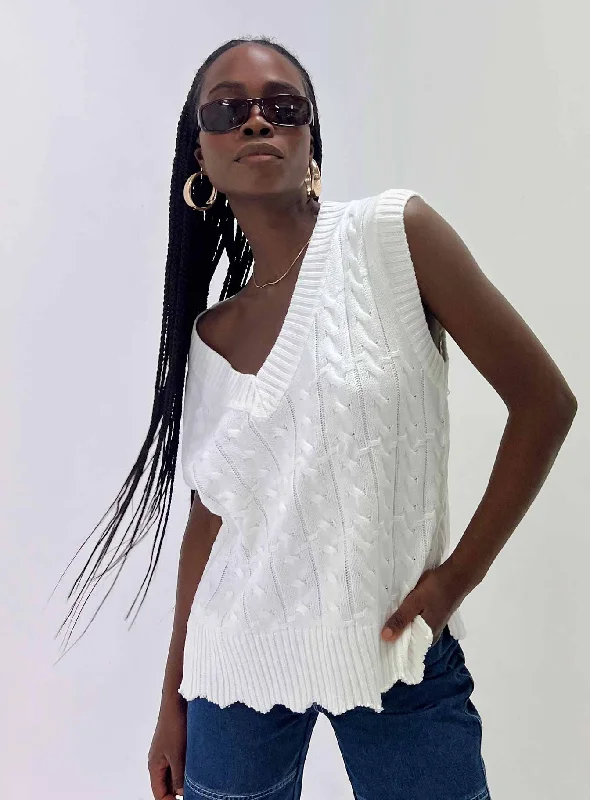 Plus Size Women's Vest Dresses with Belted Waists for a Flattering SilhouetteAntonia Sweater Vest White Plus Size Women's Vest Dresses with Belted Waists for a Flattering SilhouetteAntonia Sweater Vest White