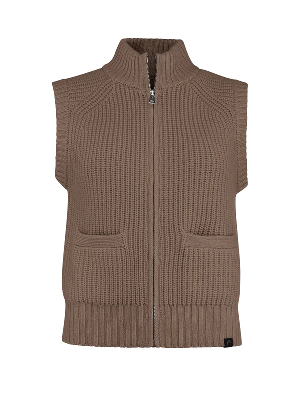 Leather - Trimmed Women's Denim Vests in a Western StyleAria Knit Vest