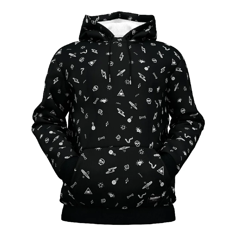 Women's oversized cropped hoodie with drawstrings for a trendy lookBlack Patterned Hoodie Women's oversized cropped hoodie with drawstrings for a trendy lookBlack Patterned Hoodie
