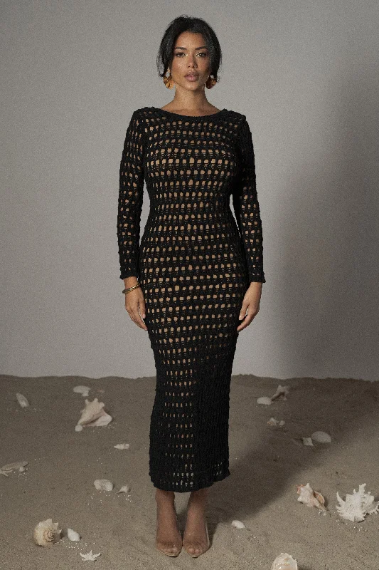 Empire Waist Women's Alpaca Wool Sweater Dresses in Earthy TonesBlack Serene Wonders Crochet Dress Empire Waist Women's Alpaca Wool Sweater Dresses in Earthy TonesBlack Serene Wonders Crochet Dress