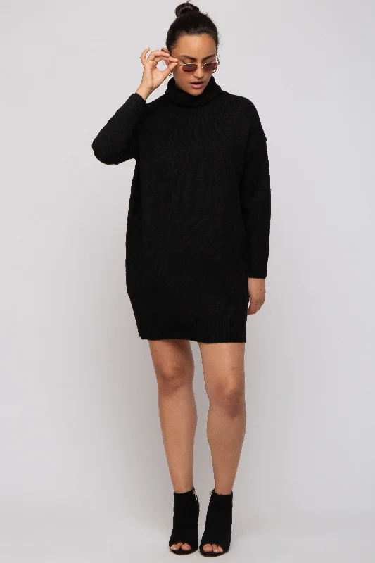 Strapless Women Dress with a Built - in Bra for Comfort and SupportBlack Turtleneck Sweater Mini Dress Strapless Women Dress with a Built - in Bra for Comfort and SupportBlack Turtleneck Sweater Mini Dress