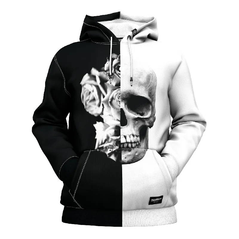 Women's fleece - lined hoodie with thumbholes for warmth in winterBlack & White Skull Hoodie