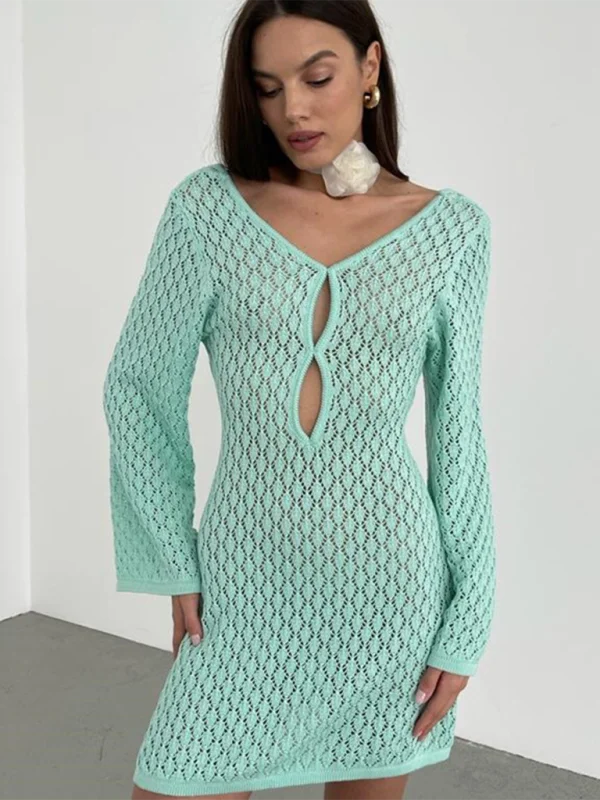 Wrap - Style Women's Lambswool Sweater Dresses in Elegant ShadesBlue Zone Planet | beach dress solid color knitted hollow bikini swimsuit cover up sun protection clothing Wrap - Style Women's Lambswool Sweater Dresses in Elegant ShadesBlue Zone Planet | beach dress solid color knitted hollow bikini swimsuit cover up sun protection clothing