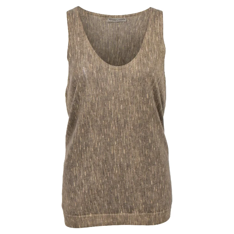 Long - Line Women's Satin Vests in a Feminine Design for LayeringBottega Veneta Stripe Print Vest in Brown Cashmere Long - Line Women's Satin Vests in a Feminine Design for LayeringBottega Veneta Stripe Print Vest in Brown Cashmere
