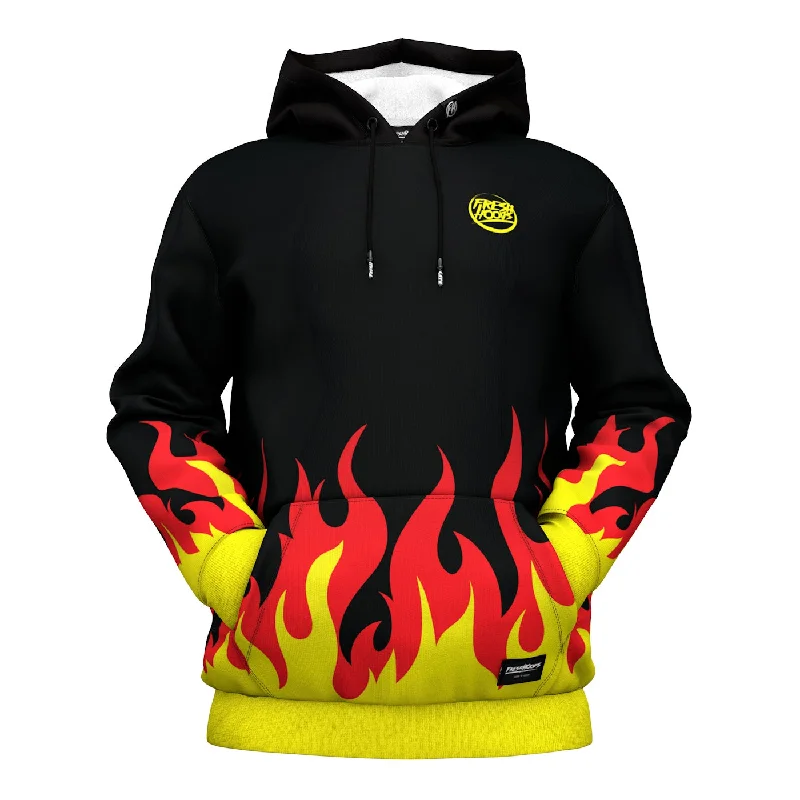 Women's pullover hoodie with a side slit for a modern and relaxed fitCartoon Flame Hoodie