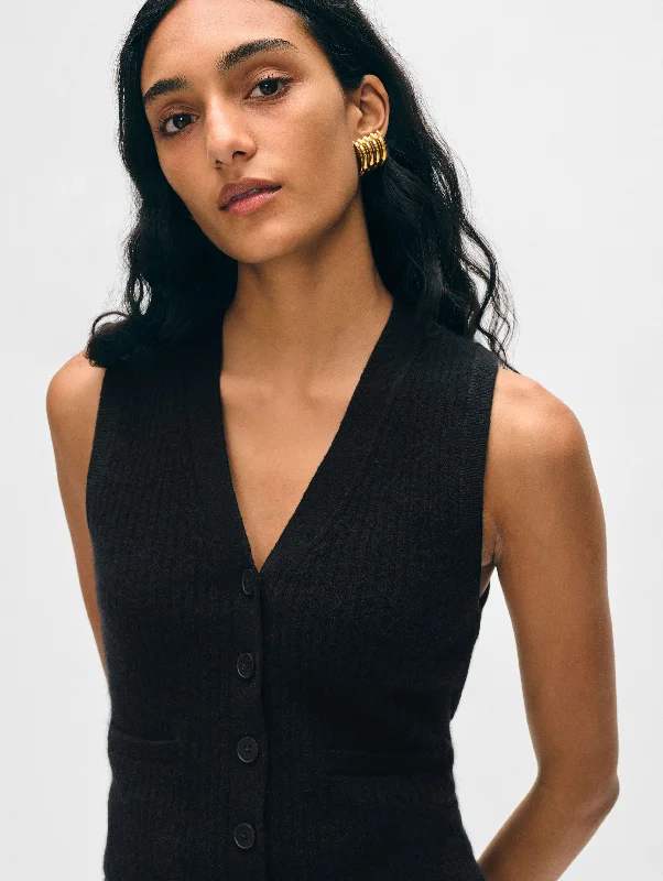 Zip - Up Women's Fleece Vests in Earthy Tones for a Rustic AestheticCashmere Ribbed Button Vest Zip - Up Women's Fleece Vests in Earthy Tones for a Rustic AestheticCashmere Ribbed Button Vest