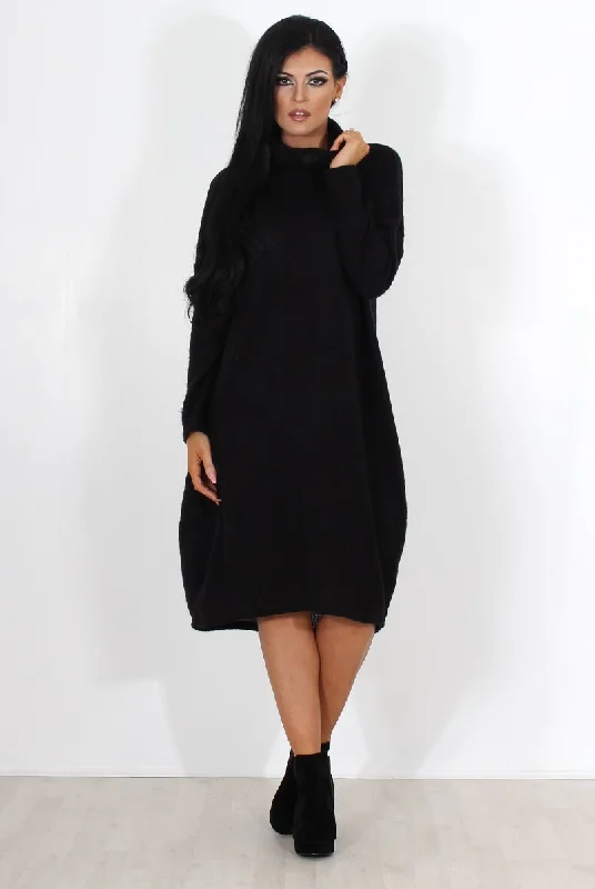 Cowl Neck Women's Cashmere Blend Sweater Dresses for WinterCharley Black Cowl Neck Oversized Jumper Dress Cowl Neck Women's Cashmere Blend Sweater Dresses for WinterCharley Black Cowl Neck Oversized Jumper Dress