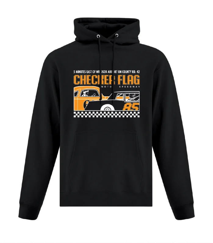 Women's tie - dye hoodie in bright colors for a retro and eye - catching styleChecker Flag Hooded Sweatshirt Women's tie - dye hoodie in bright colors for a retro and eye - catching styleChecker Flag Hooded Sweatshirt