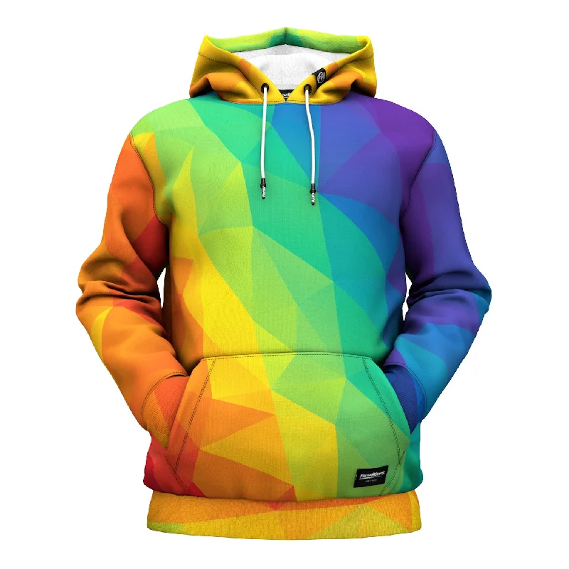 Women's cropped sweatshirt with a lace - trimmed hem for a romantic lookCubes Rainbow Hoodie Women's cropped sweatshirt with a lace - trimmed hem for a romantic lookCubes Rainbow Hoodie
