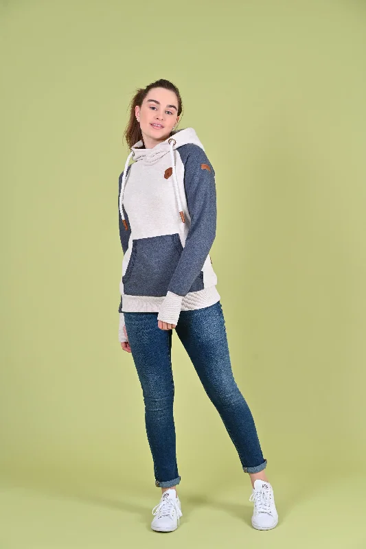 Women's cropped sweatshirt with a slogan graphic for a fun and expressive lookDelina Hoodie Heather Oatmeal Mix Women's cropped sweatshirt with a slogan graphic for a fun and expressive lookDelina Hoodie Heather Oatmeal Mix