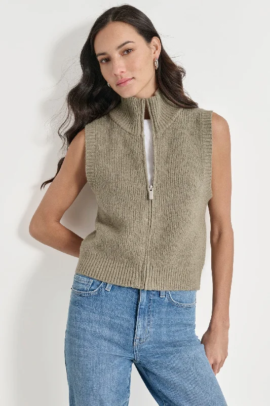 Plaid Women's Vests in a Traditional Pattern for FallLUREX MOCK NECK ZIP FRONT VEST