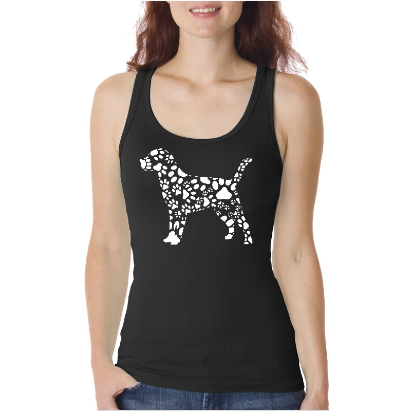 Plus Size Women's Embroidered Tank Tops in Boho StylesDog Paw Prints - Women's Word Art Tank Top Plus Size Women's Embroidered Tank Tops in Boho StylesDog Paw Prints - Women's Word Art Tank Top