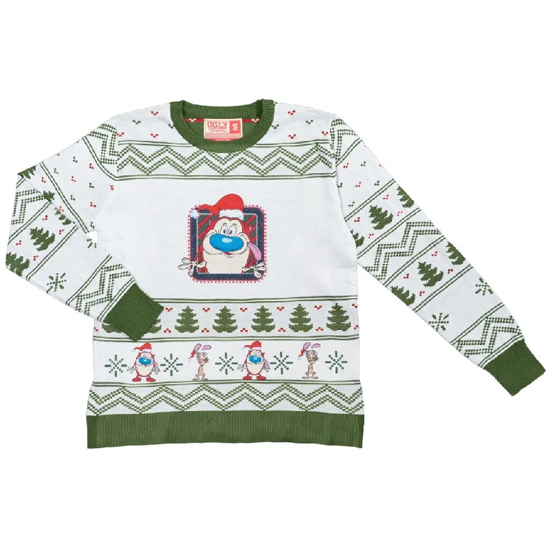 Women's Fair Isle Patterned Wool Sweater in Multicolor for a Traditional Holiday VibeFestive Stimpy Christmas Sweater Women's Fair Isle Patterned Wool Sweater in Multicolor for a Traditional Holiday VibeFestive Stimpy Christmas Sweater