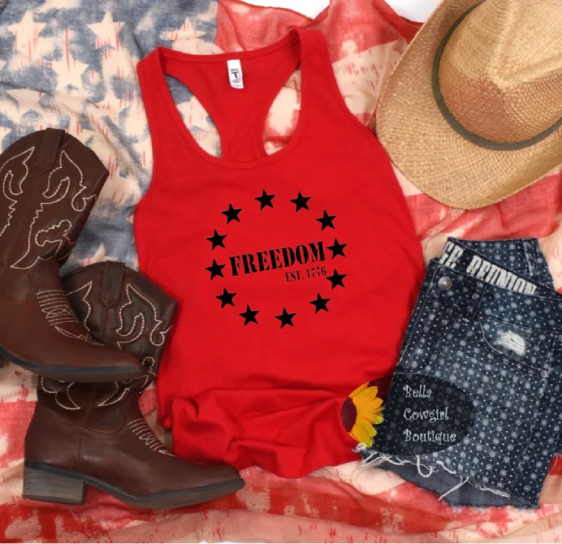 Plus Size Women's Glitter - Trimmed Tank Tops for Party NightsFreedom Established 1776 American Patriotic July 4th Women's Tank Top Plus Size Women's Glitter - Trimmed Tank Tops for Party NightsFreedom Established 1776 American Patriotic July 4th Women's Tank Top