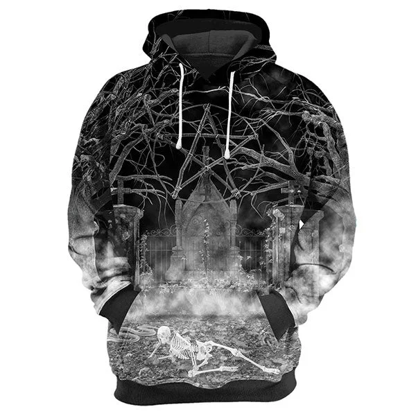 Women's oversized cropped hoodie with drawstrings for a trendy lookGraveyard Picnic Hoodie Women's oversized cropped hoodie with drawstrings for a trendy lookGraveyard Picnic Hoodie