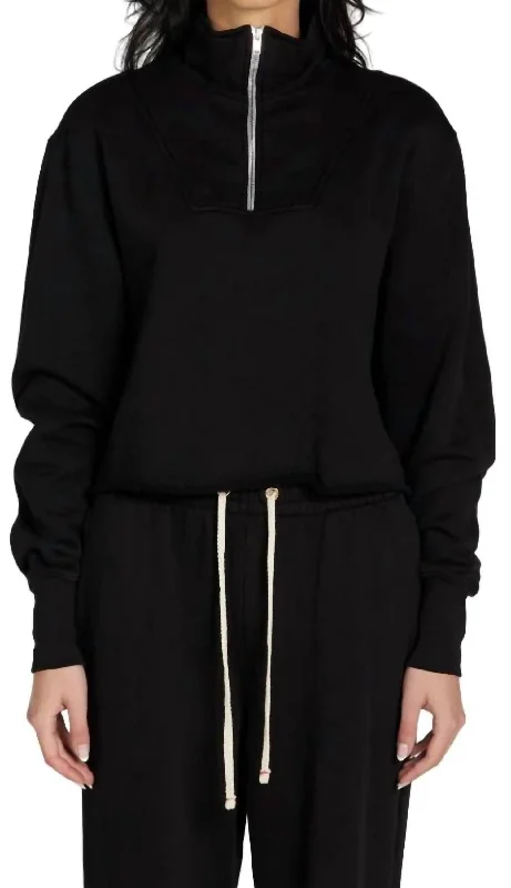 Women's High - Low Hem Pullovers in a Contemporary DesignHaley Crop Half Zip Pullover Sweater In Jet Black Women's High - Low Hem Pullovers in a Contemporary DesignHaley Crop Half Zip Pullover Sweater In Jet Black