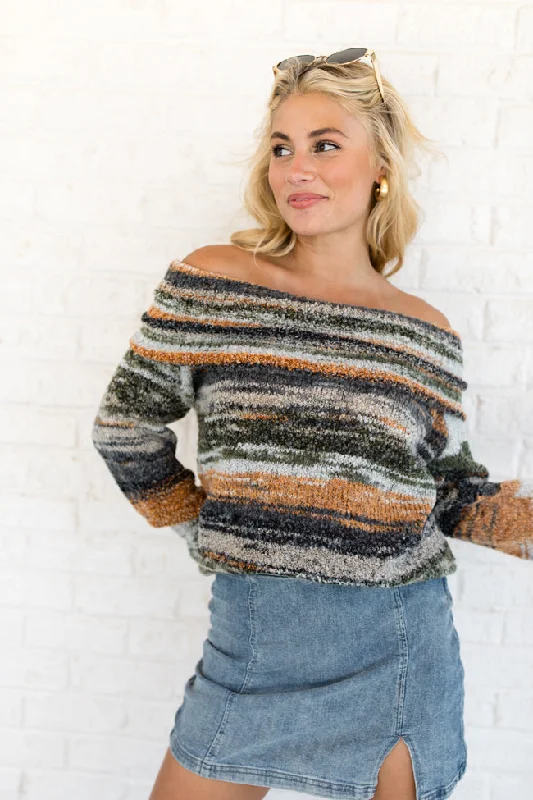 Hooded Women's Vests with Drawstrings for a Casual and Practical StyleHappy Harvest Olive Off The Shoulder Multi Color Sweater Hooded Women's Vests with Drawstrings for a Casual and Practical StyleHappy Harvest Olive Off The Shoulder Multi Color Sweater