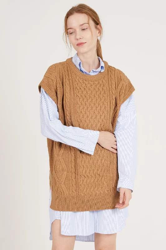 Cropped Women's Knit Vests in a Chunky Stitch for a Cozy LookHarper Oversized Sweater Vest