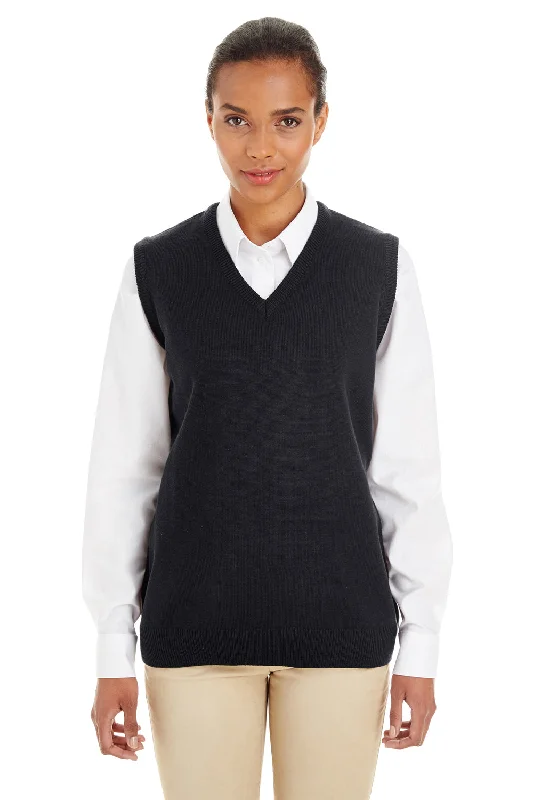 Petite Women's Vests with a Fitted Shape for a Tailored LookHarriton Womens Pilbloc Pill Resistant V-Neck Sweater Vest - Black