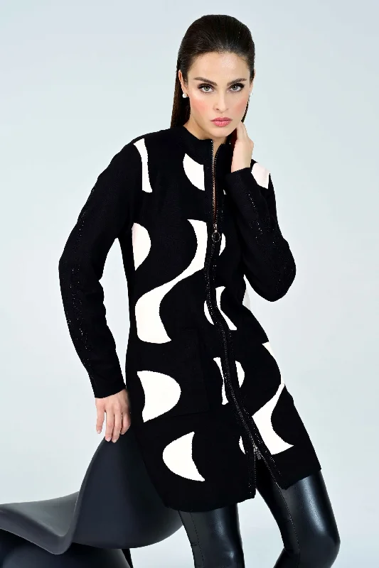 Women's Cable - Knit Sweater Dress in Brown for a Stylish and Comfortable One - Piece OptionIcona Black and White Coatagin with Black Diamante Detail 67269 Women's Cable - Knit Sweater Dress in Brown for a Stylish and Comfortable One - Piece OptionIcona Black and White Coatagin with Black Diamante Detail 67269