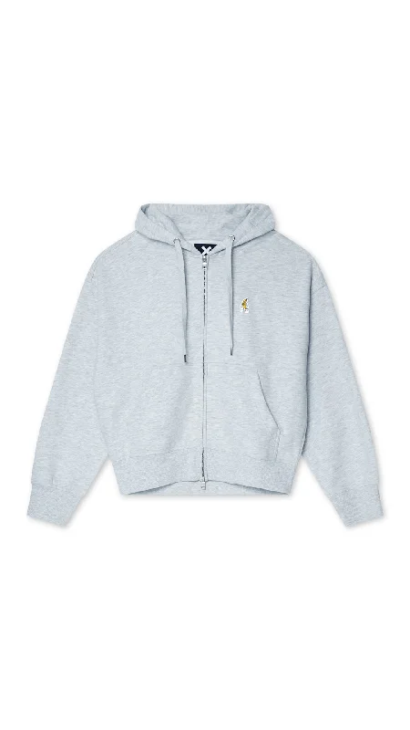 Women's zip - front sweatshirt with contrast stitching for a sporty aestheticFULL ZIP HOODIE BANANA LIGHT GREY MELANGE Women's zip - front sweatshirt with contrast stitching for a sporty aestheticFULL ZIP HOODIE BANANA LIGHT GREY MELANGE