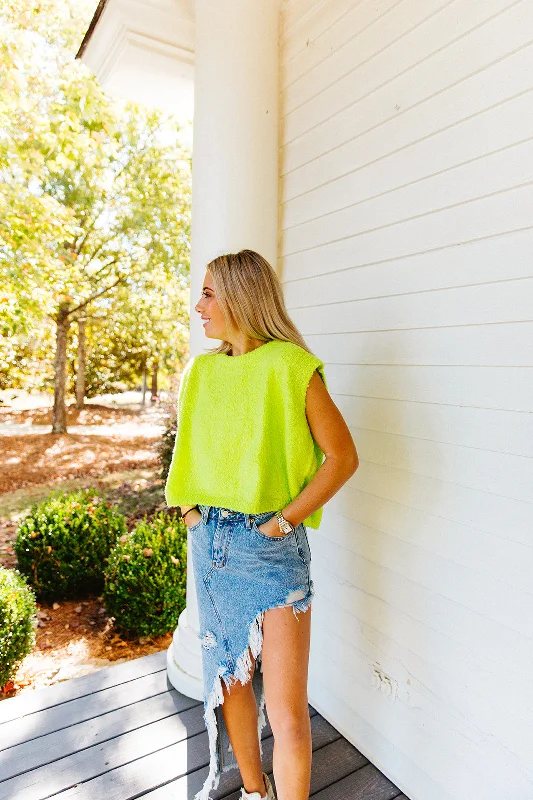 Snap - Front Women's Vests in a Sporty Style for Active LifestylesLiving Lime Sweater Vest - Neon Green Snap - Front Women's Vests in a Sporty Style for Active LifestylesLiving Lime Sweater Vest - Neon Green