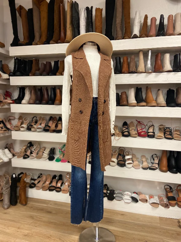 Zip - Up Women's Fleece Vests in Earthy Tones for a Rustic AestheticLong Vest