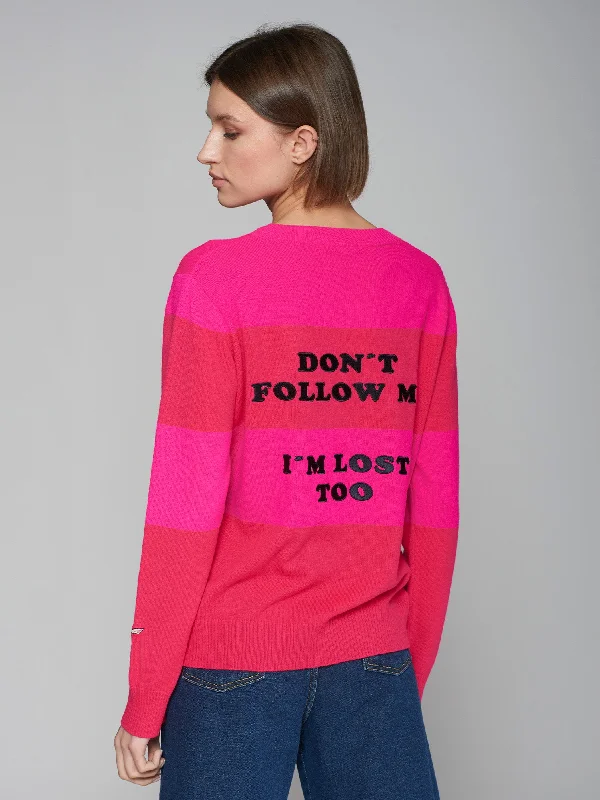 Plus Size Women's Cashmere Pullovers for Cozy LuxuryLost Pullover Sweater in Pink & Red Plus Size Women's Cashmere Pullovers for Cozy LuxuryLost Pullover Sweater in Pink & Red