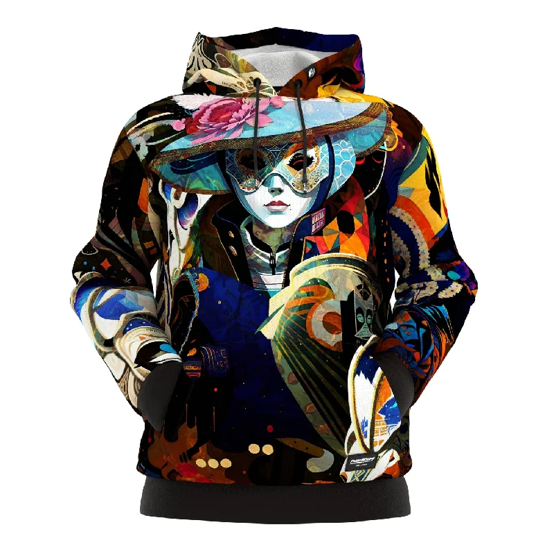 Women's hoodie with a glittery print for a glamorous and sparkly appearanceMasked Android Hoodie