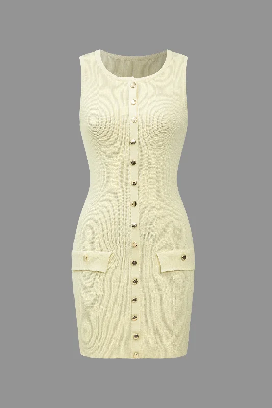 Strapless Women Dress with a Built - in Bra for Comfort and SupportButton Front Sleeveless Ribbed Knit Mini Dress Strapless Women Dress with a Built - in Bra for Comfort and SupportButton Front Sleeveless Ribbed Knit Mini Dress