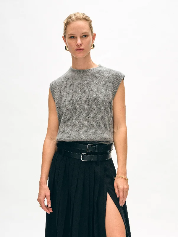Embroidered Women's Velvet Vests with Intricate Motifs for a Luxurious FeelMerino Cashmere Boucle Cable Vest Embroidered Women's Velvet Vests with Intricate Motifs for a Luxurious FeelMerino Cashmere Boucle Cable Vest