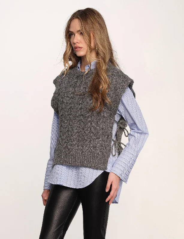 Leather - Trimmed Women's Denim Vests in a Western Stylemiel vest