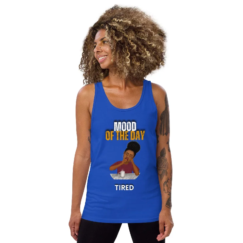 Plunge Neck Women's Seamless Tank Tops for a Smooth FitMood of the Day Tank Top - Tired Plunge Neck Women's Seamless Tank Tops for a Smooth FitMood of the Day Tank Top - Tired