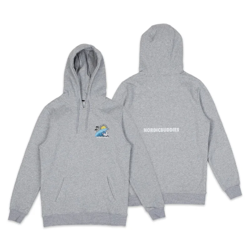 Women's pullover hoodie with a side slit for a modern and relaxed fitHattifatteners Surf Trip Hoodie Unisex - Grey Women's pullover hoodie with a side slit for a modern and relaxed fitHattifatteners Surf Trip Hoodie Unisex - Grey