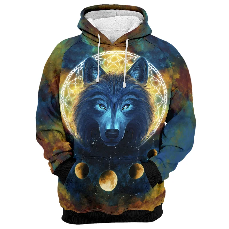 Women's cropped sweatshirt with a lace - trimmed hem for a romantic lookMoon Wolf Hoodie