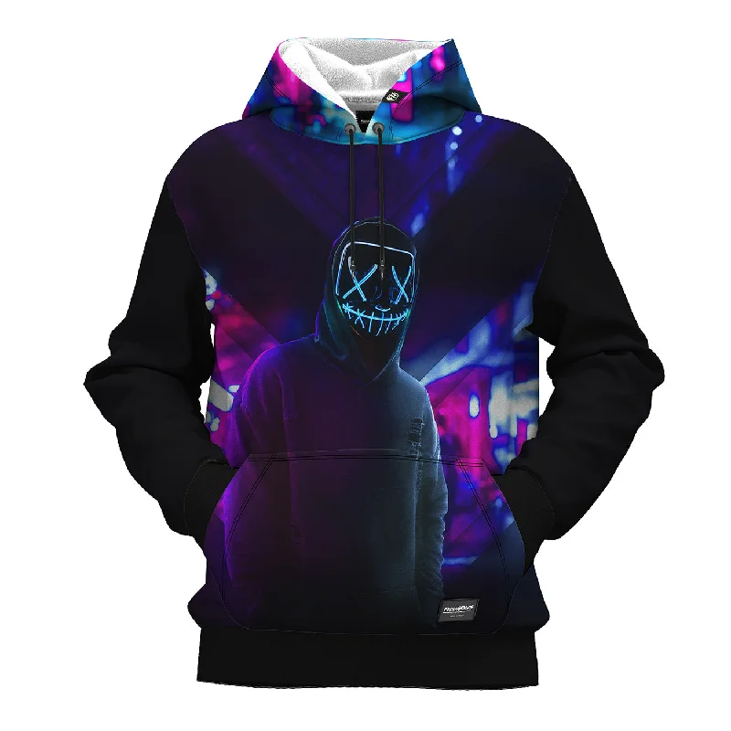 Women's fleece - lined hoodie with thumbholes for warmth in winterNeon Face Hoodie