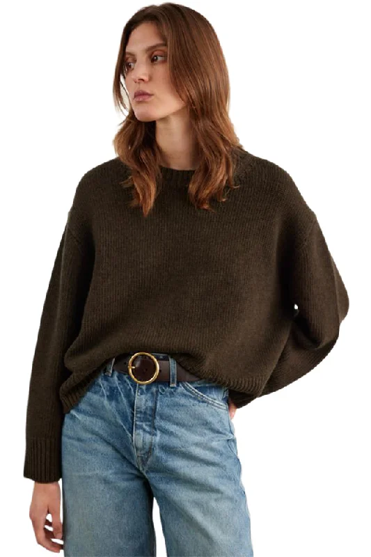 Plus Size Women's Striped Cotton - Blend Sweater in Navy and White for a Nautical ThemeNili Lotan Haisley Sweater in Army Green Plus Size Women's Striped Cotton - Blend Sweater in Navy and White for a Nautical ThemeNili Lotan Haisley Sweater in Army Green