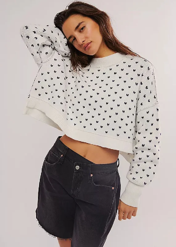 Plus Size Women's Pullovers with Pockets for PracticalityPattern Easy Street Crop Pullover - White Navy Combo Plus Size Women's Pullovers with Pockets for PracticalityPattern Easy Street Crop Pullover - White Navy Combo