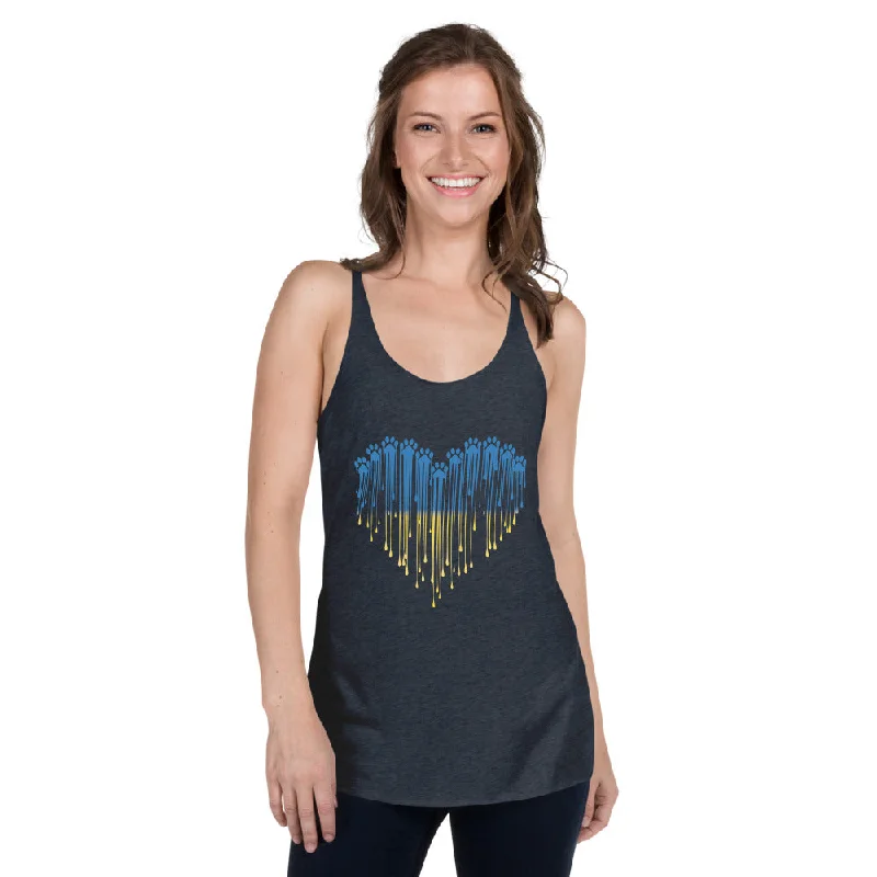 Plus Size Women's Embroidered Tank Tops in Boho StylesPaw Love For Ukraine Women's Racerback Tank Plus Size Women's Embroidered Tank Tops in Boho StylesPaw Love For Ukraine Women's Racerback Tank