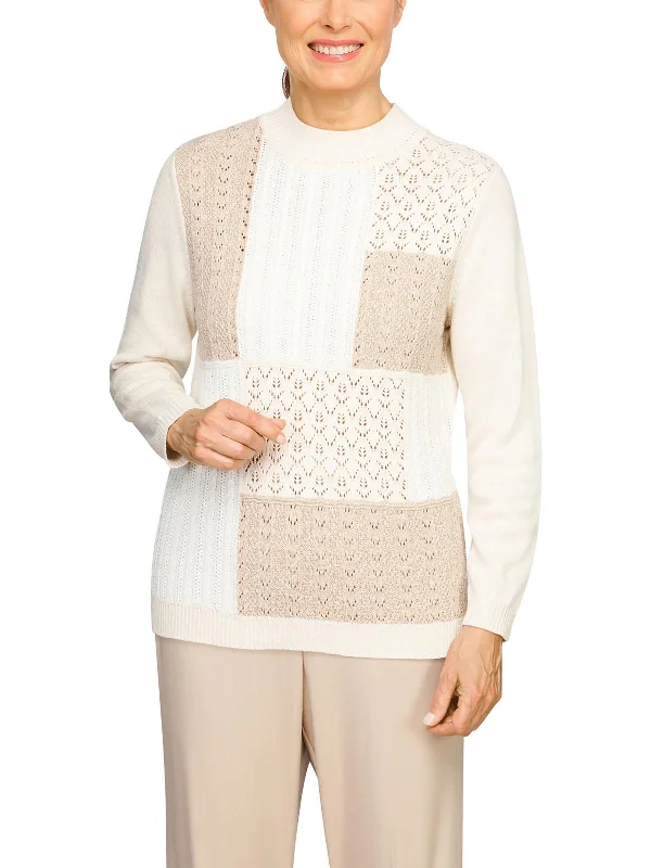 Zip - Up Women's Pullovers with Thumbholes for Outdoor ActivitiesPetites Womens Pattern Knit Pullover Sweater Zip - Up Women's Pullovers with Thumbholes for Outdoor ActivitiesPetites Womens Pattern Knit Pullover Sweater