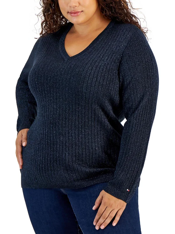 Women's Mock Neck Pullovers in Satin Fabric for ElegancePlus Womens Metallic V-Neck Pullover Sweater Women's Mock Neck Pullovers in Satin Fabric for ElegancePlus Womens Metallic V-Neck Pullover Sweater