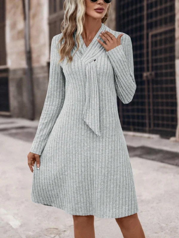 Plus Size Women's Fit - and - Flare Sweater Dresses with Ruffled HemBlue Zone Planet | Ribbed Long Sleeve Sweater Dress Plus Size Women's Fit - and - Flare Sweater Dresses with Ruffled HemBlue Zone Planet | Ribbed Long Sleeve Sweater Dress