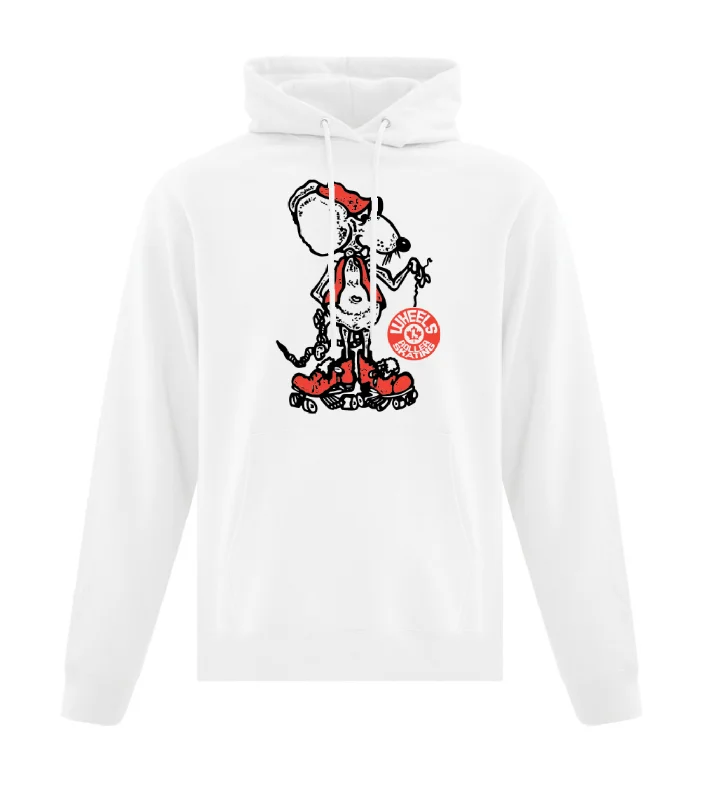 Women's long - sleeve cropped sweatshirt with ribbed cuffs for a snug fitWheels Rink Rat Hooded Sweatshirt Women's long - sleeve cropped sweatshirt with ribbed cuffs for a snug fitWheels Rink Rat Hooded Sweatshirt