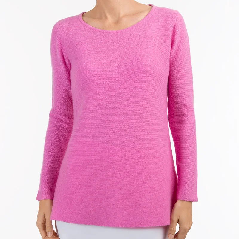 Long - Sleeve Women's Merino Wool Pullovers for Winter WarmthRound Neck Pullover in Bubble Gum