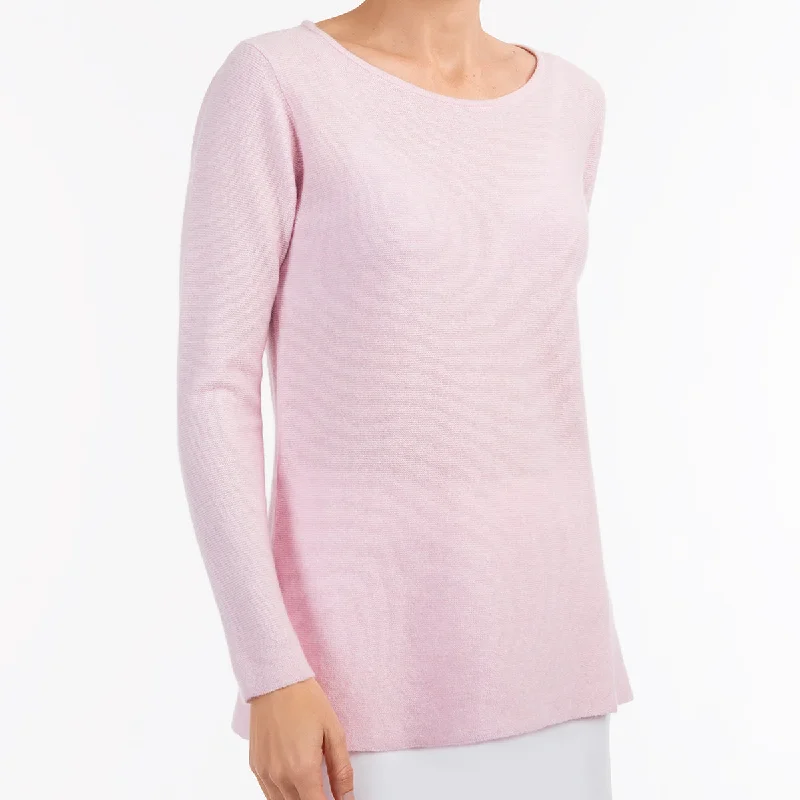 Embroidered Women's Pullovers with Floral PatternsRound Neck Pullover in Pale Pink