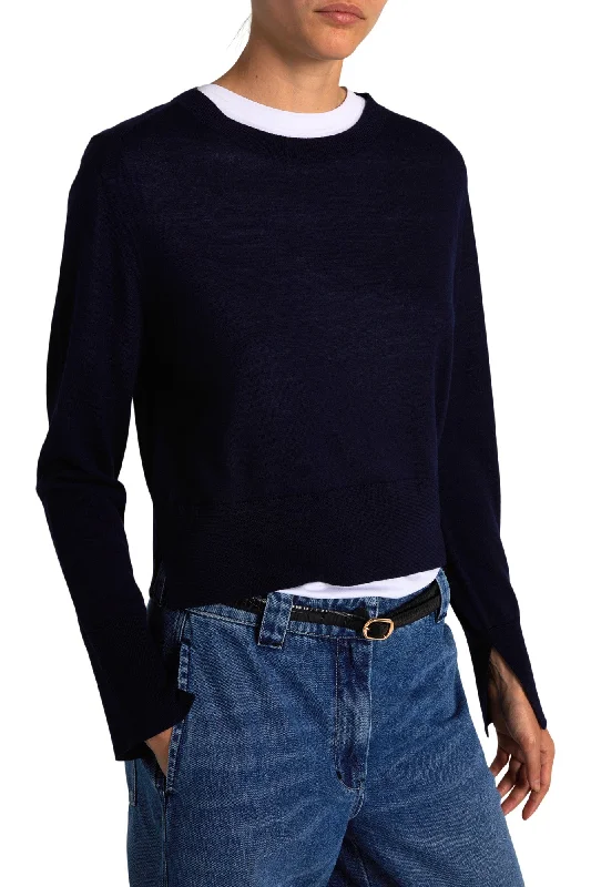 Women's Cable - Knit Sweater Dress in Brown for a Stylish and Comfortable One - Piece OptionSaint Art Elodie Layered Crewneck Sweater in Navy Women's Cable - Knit Sweater Dress in Brown for a Stylish and Comfortable One - Piece OptionSaint Art Elodie Layered Crewneck Sweater in Navy