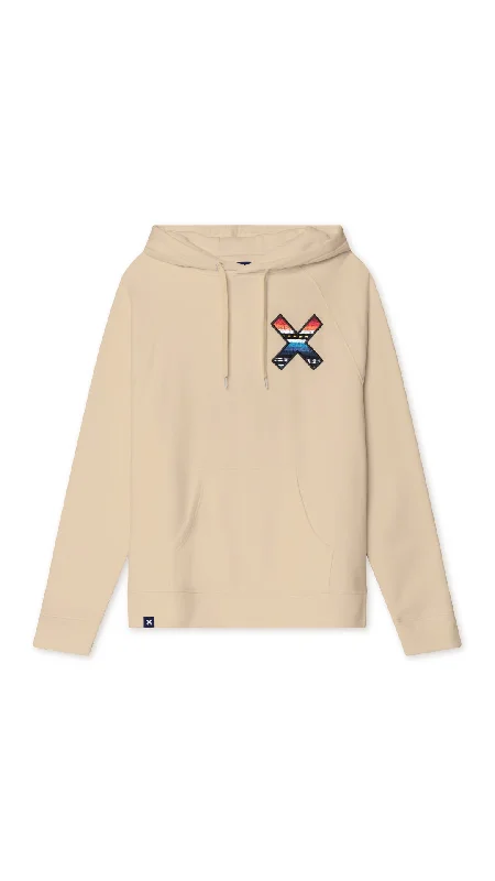 Women's sweatshirt with a mesh panel insert for breathability during workoutsHOODIE CLASSIC SAND