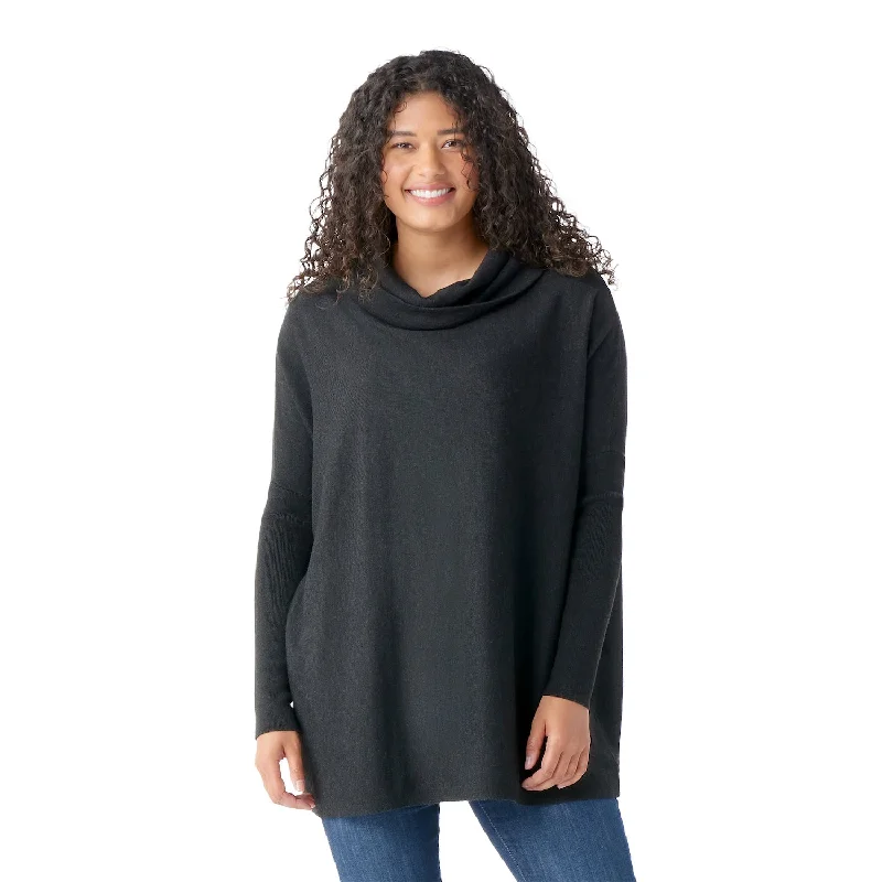 Plus Size Women's V - Neck Long - Sleeve Ribbed Cotton Sweater in Navy for a Classic StyleSmartwool Edgewood Poncho Sweater Plus Size Women's V - Neck Long - Sleeve Ribbed Cotton Sweater in Navy for a Classic StyleSmartwool Edgewood Poncho Sweater